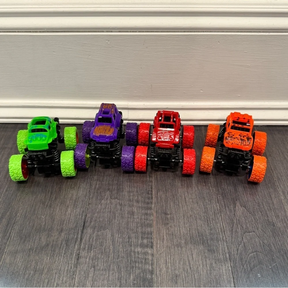 NWOT Monster Truck Toy Set - Green, Purple, Red, and Orange Kids Boys- 4 Cars